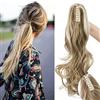 SEGO Coda Capelli Extension Clip Pinza Ricci Mossi 45cm # Marrone Cenere/Biondo Chiarissimo - Posticci per Donna Ponytail Natural Hair di Nuova Tecnologia 140g Fascia Unica