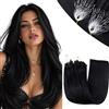 RUNATURE Extension Microring Capelli Veri 60cm Nero Jet 50 Ciocche #1