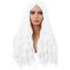 MapofBeauty 28 Pollice Lungo Wavy Middle Part Ricci Parrucche,Bianco