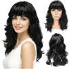 VIKSAUN Lunga Capelli Ricci Della Signora Di Modo Parrucche sintetiche naturali resistenti al calore Parrucche per Halloween con capelli lunghi ricci ricci e capelli ondulati(Nero)