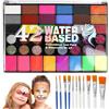 ROTKUSZ Body Painting 42 Colori Truccabimbi Kit con 10 Pennelli e Glitter, Face & Body Paint a Base d'Acqua per Bambini e Adulti, Trucco Viso e Corpo per Cosplay, Carnevale, Halloween e Feste