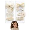 OULYMORE 8 Pieces Handmade Beige Lace Bow and Crochet Boho Girls Hair Clips, Elegant Hair Accessories with Bows Flowers for Ceremony, Birthday and Photography (SET E, SS26)