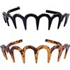 Tastetreasure Confezione da 2 Cerchietti Zig Zag per Donne, Cerchietto Antiscivolo in Plastica con Denti, Nero & Tartaruga, Cerchietto per Capelli Stile Retro Anni 90 per Ragazze