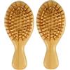 EnixwH 2 Pezzi Spazzola Capelli Ricci Bambù Naturale Bounce Curl Spazzola Piccolo | Pettine Capelli Ricci 14 x 6 CM Indistruttibile Curly Hair Brush Pettina I Capelli Antistatico per Donne Uomini Bambini