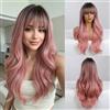 Esmee 24 Parrucca Ondulata Lunga Ombre Rosa con Frangia per Donna