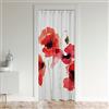 Loussiesd Tenda per Porta con Fiori di Papavero per Privacy dell'Ingresso 106x203cm Rosso Floreale Botanico Copri Porta Armadio Tenda per Camera da Letto Rustico Tema Giardino Primaverile Bianco 30%