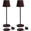 K-Bright 2 pezzi Lampada LED Dimmerabile da tavolo in alluminio, H38cm，Ricaricabile Colore luce calda Per interni/esterni Lampada da tavolo con base di ricarica a contatto (Bronze)