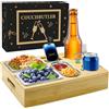 Nokwocy Couchbar - Contenitore per snack con scatola regalo, in legno, per divano e divano, con ciotole per snack in acciaio inox, organizer per snack bar, coperchio rimovibile (Colore del legno)