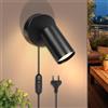 HOTUT Applique da Parete GU10 con Spina e Cavo Bianco, Lampada da Muro Interno Moderna Ruotabile 350° Orientabile per Camera da Letto Soggiorno, Senza Lampadina