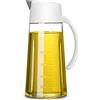 Tigerkinwit Bottiglia per Aceto e Olio 650 ml Apertura Automatica Olio Aceto Dispenser Bottiglie di Olio di Vetro con Manico Antiscivolo per BBQ Cucina (Beige)