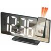 Generic Sveglia multifunzione con proiezione, display curvo HD, display regolabile a 180°, proiettore per interni a specchio, temperatura