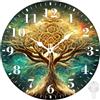 Identiy Orologio da parete rotondo con albero della vita dorato, senza ticchettio, funzionamento a batteria, 30,5 cm, silenzioso, grande numero, rotondo, analogico, orologio da parete decorativo per