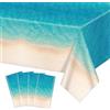 AJINXIN 4 tovaglie da spiaggia con oceano, motivo onde oceaniche, per feste a tema spiaggia e decorazioni estive per feste di compleanno, 130 x 220 cm