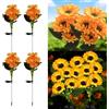YZYOE 4 pacchetti di luci decorative del girasole solare a LED a sei teste, luci dell'atmosfera del cortile all'aperto 2 modalità, Wireless impermeabile dal crepuscolo all'alba, fiore regalo lampada.