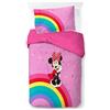 Jay Franco Set copripiumino Disney Minnie, arcobaleno, 100% cotone, con federa 50 x 70 cm