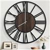 Mee 2ou Orologio da Parete Gigante 80cm, Silenzioso Stile Rustico in Metallo con Quadrante in Legno, Orologio a Batteria per Soggiorno, Camera, Cucina, Ufficio, Decorazione Casa