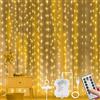 Vicloon Tenda Luci LED, 3Mx3M 300 LED Tenda Luminosa, Luci per Tende a LED con 8 Modalità Stringa Luce Catena, Cascata di Luci per Esterni, Interni, Natale, Camera da Letto, Giardino (Bianco Caldo)