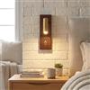 Alpinaluz Applique da Parete LED 3W 2800K con Base Rettangolare in Legno Noce e Faretto Dorato Orientabile, Lampada da Lettura con Interruttore per Camera da Letto e Testiera