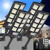 VOPHICHO Lampione Solare Esterno 4 Pezzi, 6000K Lampione LED con Pannello Solare, Faro Stradale Esterno IP66 Impermeabile Luce Solari con Sensore di Movimento e Telecomando per Giardino Sentieri