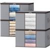 Lifewit Scatole per Vestiti, Contenitori per Armadio, 105L, 4 Pezzi | Scatole per Armadio, Scatoloni trasloco, Organizzatore armadio per Vestiti, Coperte, Piumoni, Grigio Chiaro
