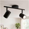 Sanyoung Faretti LED Soffitto 2 Luci, Lampadario Faretti Orientabili, GU10 | Senza Lampadine, Moderna Faretto LED Interno Nero, Metallo Faretti da soffitto o da parete per Cucina Corridoio