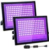 Tkdaksy 2 Pezzi 100W Faretto UV LED, 395-400nm LED Luce Nera, IP66 Impermeabile Luce Nera UV, Lampada uv Con Interruttore per Halloween, Pittura Del Corpo, Poster Fluorescente, Bar, Acquario, Festa Al Neon
