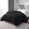 WAVVE Piumino Quattro 4 Stagioni Letto Singolo 135x200 - Piumone Autunnale Invernale 135 x 200 - Trapunta 200x135, Microfibra Sintetica, Caldo, Morbido, Nero