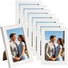 runxsam 8 pz cornici foto bianche 12,8 x 9 cm in MDF da parete e tavolo