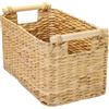 HMF Cesto portaoggetti intrecciato in giacinto d'acqua, Cesto decorativo con manici in legno per riporre oggetti in bagno, soggiorno, cucina | 37 x 22 x 20 cm | naturale