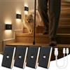 Dinoho Luce Notturna Sensore di Movimento Nero, Lampada LED Ricaricabile, 4 Pezzi | 3 Modalità AUTO ON/OFF, Luci Batteria USB Dimmerabile Bianco Caldo/Naturale/Freddo, Lucina Notte per Armadi, Scale, Corridoio
