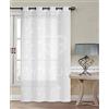 GBiancheria Tendaggio Tenda MILDRED Ricamata con Anelli in Alluminio mis.140×290 (1 Pannello (140x290cm), Ricamo Bianco)