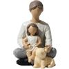 Waowumar Statuette per la famiglia, scultura in resina, statuetta di padre e figlia, regalo per la decorazione della casa per compleanno, Ringraziamento, Natale, festa del papà