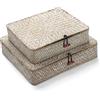 DECRAFTS Cesta Portaoggetti con Coperchioio Seagrass Naturale Cesti Contenitori Vimini Rettangolare Set di 2 (Bianco Grande + Piccolo)