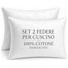 Ali Brothers Set 2 Federe Cuscino 50x80 cm con Cerniera, 100% Cotone Damascato, Morbide e Traspiranti, Copricuscini Bianchi per Letto Matrimoniale