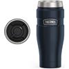 Thermos Stainless King Bicchiere da Viaggio Acciaio Inox 470ml Blu Opaco | isolamento sottovuoto, mantiene caldo e freddo, ermetico, compatto, senza BPA, doppia parete, acciaio 18/8