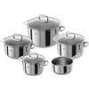 ZWILLING Quadro batteria di pentole 5 pezzi con coperchio in vetro, adatta all'induzione, non rivestita, acciaio inox, argento