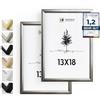 Heimlich® - Cornice per foto - 13x18 cm, Alluminio Metallo, Argento, Confezione da 2 - Cornici per foto medie con copertura in foglio di plastica - Montaggio a parete o esposizione da tavolo