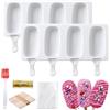 Bafutayawa Cakesicle Stampi in Silicone Set da 2 Forme per Espositore di Ghiaccioli e Cake Pop con Bastoncini di Legno e Sacchetti Stampo in Silicone per Dessert Lollipop Bianco
