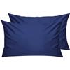 Lirex Federe Confezione da 2, 300 Fili 100% Cotone Traspiranti e Morbide Copricalcino, 40 x 70 cm, Blu Scuro