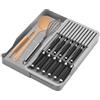 YIWONFU Porta Coltelli per Cassetto, Portacoltelli da Cassetto per 11 Coltelliper, 40.5×34×5cm Doppio Strato Estensibile Organizer per Coltelli Riporre Forchette, Spatole, Cucchiai-Grigio