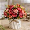TKAS Fiori Artificiali con Vaso Ceramica, Composizioni Fiori Seta Mazzo Piante Finte da Interno Esterno, Fiori Finti Bouquet Fiori Secchi per Decorazioni Tavolo Casa Ufficio Matrimoni (Red Bud)