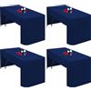 Lumaycens Confezione da 4 tovaglie blu navy con retro aperto sul retro per tavolo pieghevole da 1,8 m, lavabile, tessuto di poliestere blu, tovaglia per fiere, feste, matrimoni, eventi
