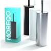 MOREQO - Scopino per WC Argento Opaco - Elegante Spazzolone con Manico in Acciaio Inox - Scopino per Inodoro Antiruggine - Set di Qualità Superiore