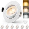 HOMEOW Faretti LED da Incasso 230V Metal Ø68mm - 80mm Dimmerabile 6 Pezzi | Faretti Neri IP44 for Bagno, Orientabili Luce Calda / Natural / Fredda,3000K 4000K 6000K,Dimmerabile in continuo