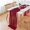 AOKSUNOVA - Runner da tavolo in chiffon per matrimoni, 400 x 75 cm, colore: rosso/bordeaux, lavabile