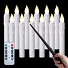 FREEPOWER 12 candele a LED sospese, colore bianco, con bacchetta magica, telecomando e timer, luce bianca calda, funzionamento a batteria, 17 cm, impermeabili per esterni