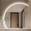 Generic Specchio da bagno a LED, 60 cm, semicerchio, intelligente, da parete, con luci, senza cornice, con controllo touch