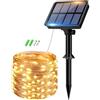 btfarm Luci Solari Esterno, 8M 80 LED Catena Luminosa Esterno Solare, 8 Modos Filo di Rame Lucine Energia Solare da Giardino per Natale, Bianco Caldo