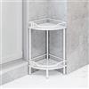 KJHWYXD Mensola Doccia Angolare Senza Forare, Porta Shampoo Sapone Doccia da Terra, Grande capacità Scaffale Bagno, Portaoggetti Doccia con Ganci, per Bagno Cucina(Size:2 Tier,Color:Bianco)