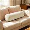 Generico Cuscino Cilindrico a Rullo 40cm 50cm 60cm 70cm 80cm 90cm, Cuscino Tubolare in Ciniglia Sfoderabile e Lavabile, Supporto in Spugna 50D per Lettura Letto, Divano e Relax(Beige,15x70 cm)
